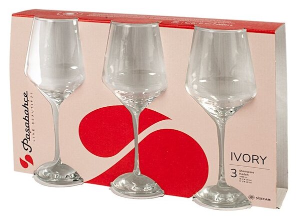Set 3 calici vino rosso Ivory in vetro trasparente cl 49