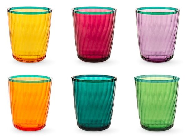 Set 12 bicchieri assortiti in acrilico colorato cl 43