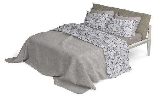 Set lenzuola Matrimoniale stampa sopra Sotto e Federe Ornato Grigio