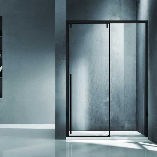 Porta doccia 130cm scorrevole con profilo nero vetro 8mm | KSA4000N - KAMALU