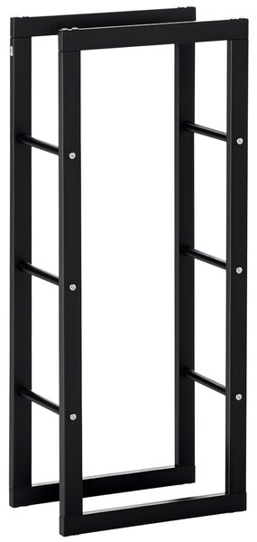 HOMCOM Potalegna per Camino in Metallo, Scaffale per legna da ardere Porta-legna per interno e esterno, 40 × 25 × 100cm, Nero | Aosom Italy
