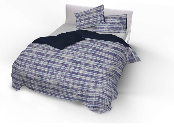 Copripiumino Matrimoniale con Stampa sul Sacco e Federe Doubleface Jeans Stripes