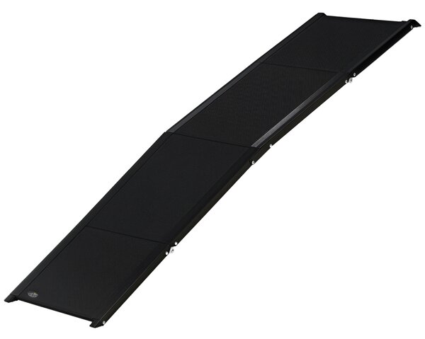 PawHut Rampa per Cani Pieghevole con Superficie Antiscivolo in MDF e Alluminio, 158x43.5x2.5 cm, Nero|Aosom