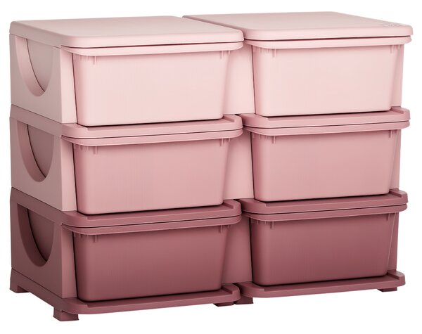 Cassettiera per Cameretta 6 Cassetti 75x37x56.5 cm in PP Rosa