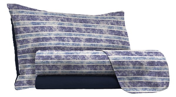 Set Lenzuola Singolo con Stampa Sopra Sotto e Federe Jeans Stripes