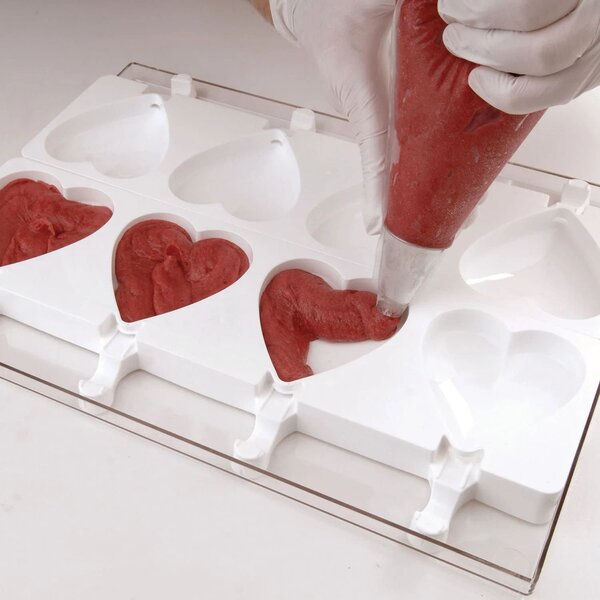 Kit 2 stampi da 4 gelati GEL03 Heart-Ic in silicone mm 91x85x23h