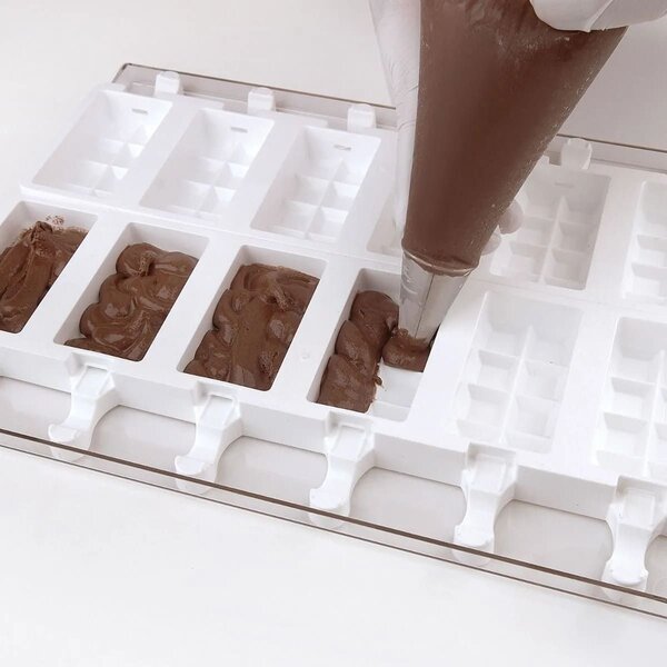 Kit 2 stampi da 6 gelati GEL02 Choco Stick in silicone mm 92x48x24h