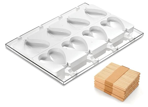 Kit 2 stampi da 4 gelati GEL03 Heart-Ic in silicone mm 91x85x23h