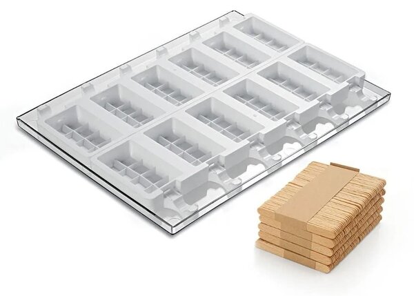 Kit 2 stampi da 6 gelati GEL02 Choco Stick in silicone mm 92x48x24h