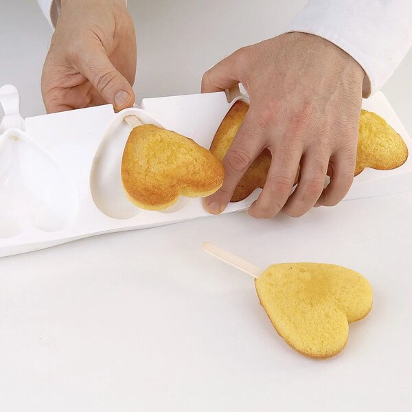Kit 2 stampi da 4 gelati GEL03 Heart-Ic in silicone mm 91x85x23h