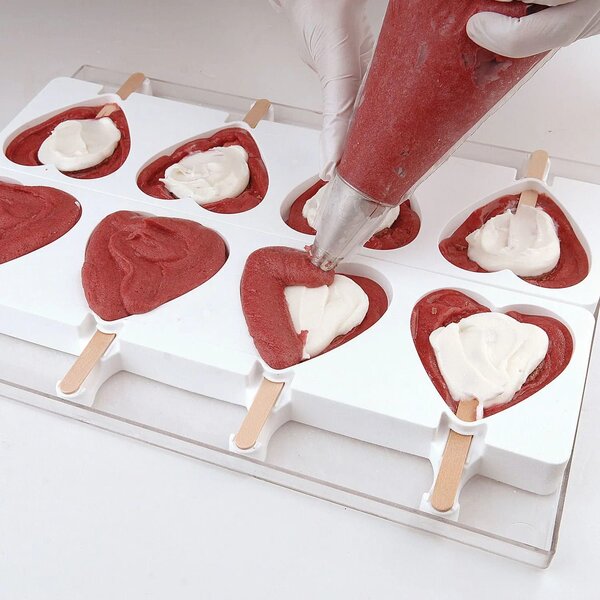 Kit 2 stampi da 4 gelati GEL03 Heart-Ic in silicone mm 91x85x23h