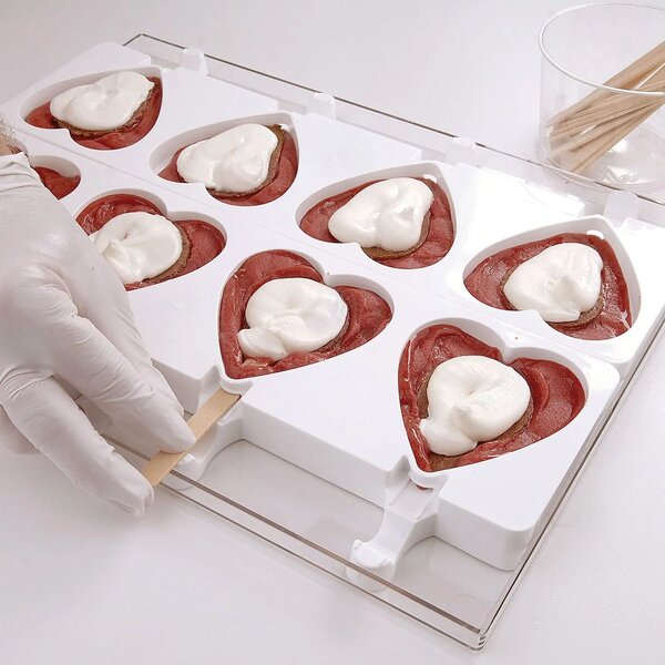 Kit 2 stampi da 4 gelati GEL03 Heart-Ic in silicone mm 91x85x23h