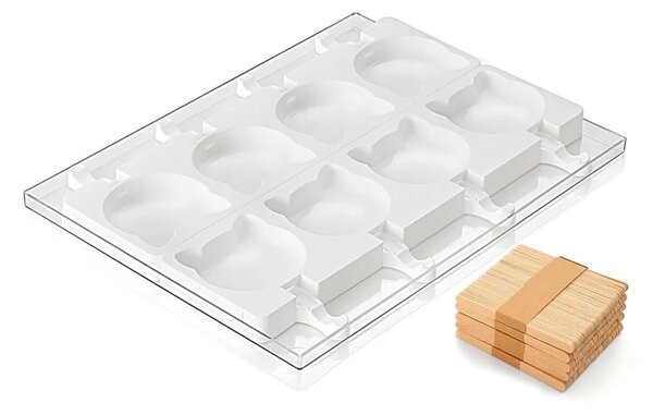 Kit 2 stampi da 4 gelati GEL08 Cat in silicone mm 89x82x22h