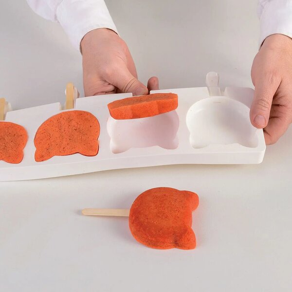 Kit 2 stampi da 4 gelati GEL08 Cat in silicone mm 89x82x22h