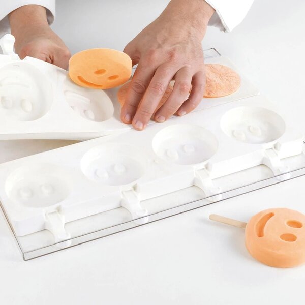 Kit 2 stampi da 4 gelati GEL07 Mr Funny in silicone mm Ø83x23h