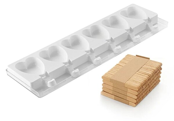 Kit 2 stampi da 6 gelati GEL03M Mini Heart-Ic in silicone mm 55x68x18h