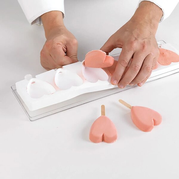 Kit 2 stampi da 6 gelati GEL03M Mini Heart-Ic in silicone mm 55x68x18h