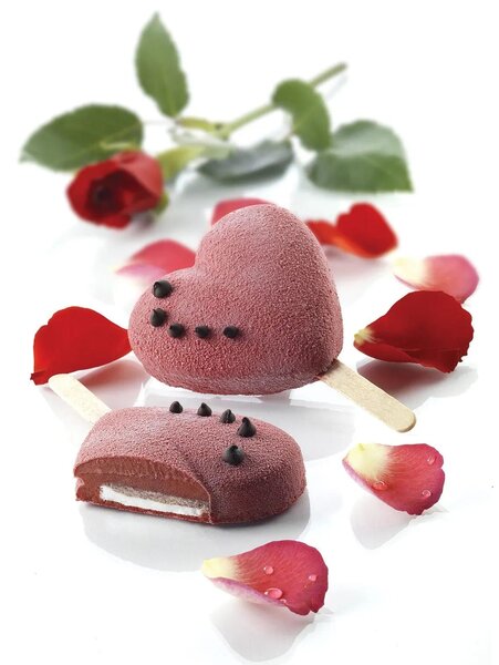 Stampo da 2 gelati SET GEL03 Heart-Ic in silicone mm 91x85x23h