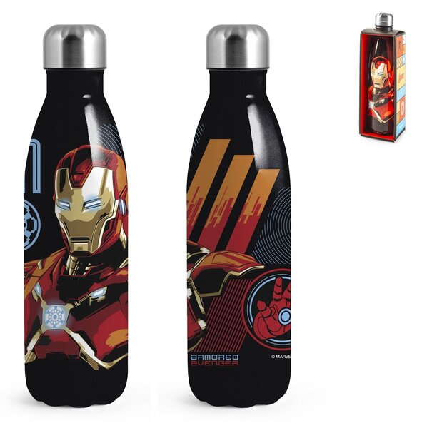 Bottiglia termica Ironman Armored in acciaio inox 18/10 decorata lt 0.5