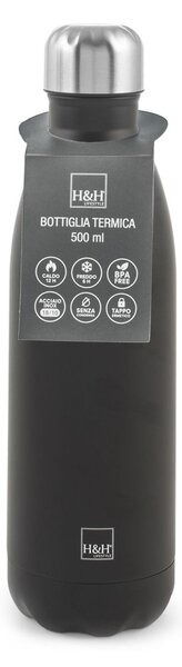 Bottiglia termica in acciaio inox 18/10 colore nero cl 0,5