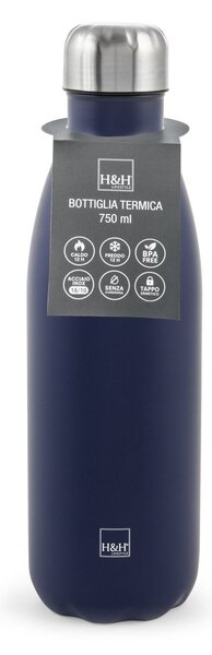 Bottiglia termica in acciaio inox 18/10 colore blu cl 0,75