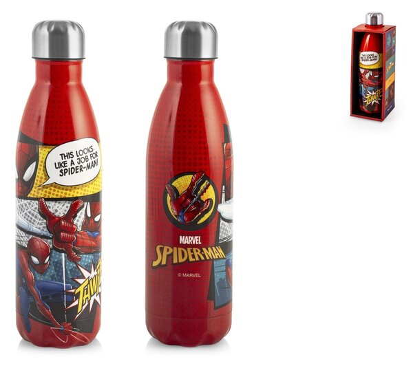 Bottiglia termica Spiderman red Marvel in acciaio inox 18/10 decorata lt 0.5