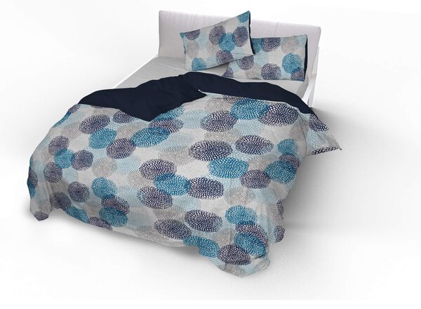 Copripiumino Matrimoniale Double Face con Federe Stampato Soffioni Blu