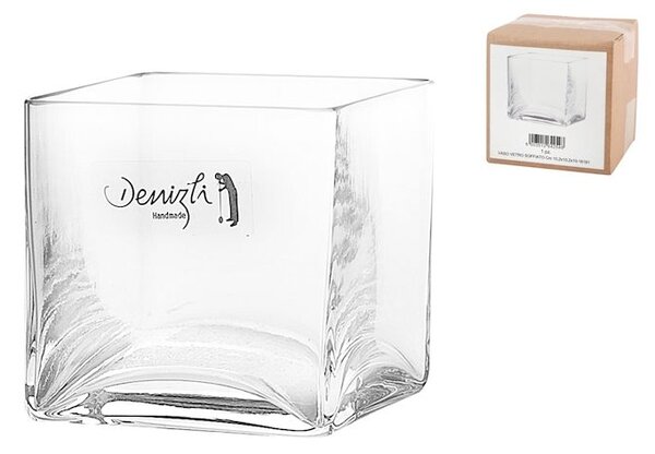 Vaso cubico in vetro soffiato Denizli cm 10,2x10,2x10h