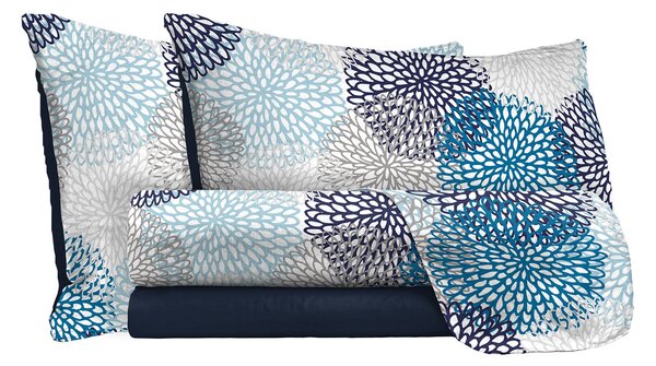Set Lenzuola Singolo con Stampa Sopra Sotto e Federe Soffioni Blu