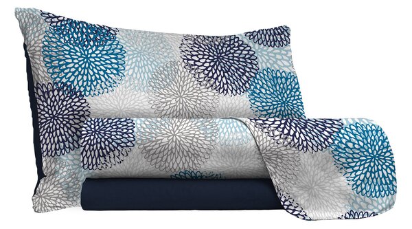 Set Lenzuola Singolo con Stampa Sopra Sotto e Federe Soffioni Blu