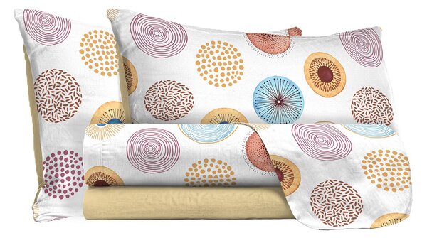 Set Lenzuola Singolo con Stampa Sopra Sotto e Federe Circle