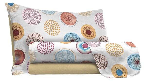 Set Lenzuola Singolo con Stampa Sopra Sotto e Federe Circle