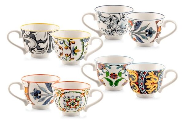 Set 6 tazze caffè senza piatto Faenza in new bone china decorata cc 90