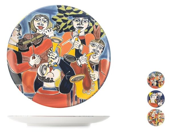 Set 6 piatti piani Pablo assortiti in stoneware decorato cm 26