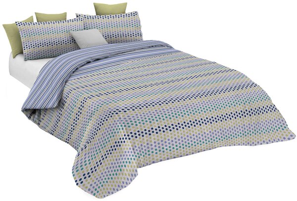 Copripiumino Matrimoniale con Federe Stampato Athena Malindi Blu