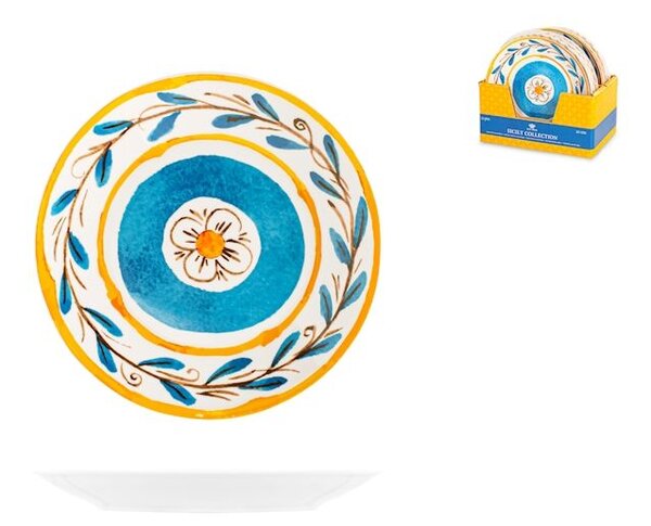 Set 12 piatti frutta Tropea in porcellana decorata forma coupe cm 20