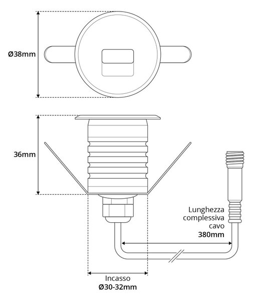 Faretto LED Acciaio 1W IP67 Professional LED OSRAM - per Gradini Colore Bianco Caldo 2.700K