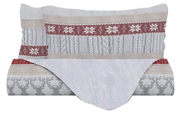 Copripiumino Singolo con Federe Stampato Athena Rudolph Rosso