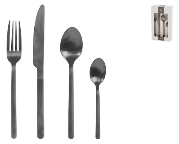 Servizio 24 posate tavola Pulse in acciaio inox finitura nero opaco