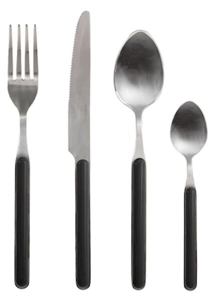Servizio 24 posate tavola Domo in acciaio inox manico in plastica colore nero