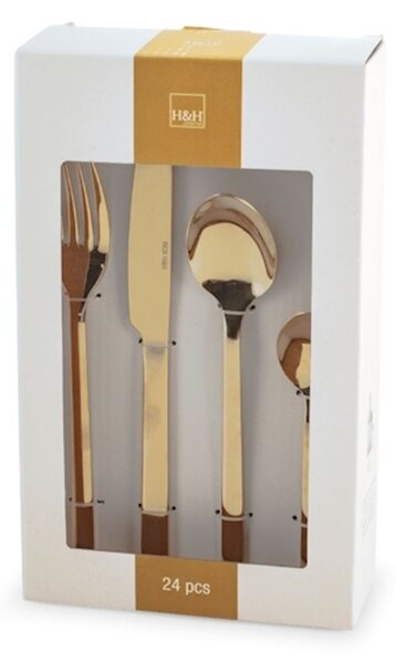 Servizio 24 posate tavola Aurum in acciaio inox oro lucido