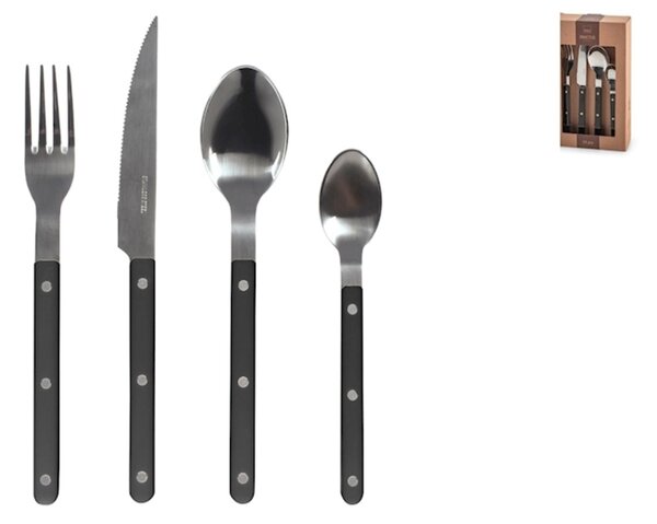 Servizio 24 posate tavola Invictus in acciaio inox manico in plastica colore nero