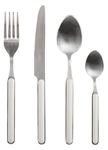 Servizio 24 posate tavola Domo in acciaio inox manico in plastica colore bianco