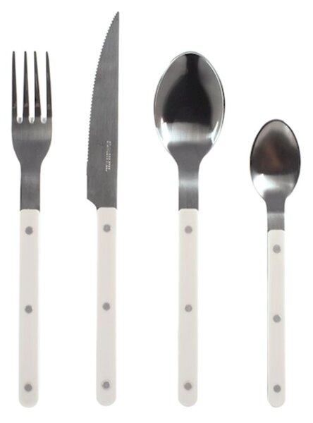 Servizio 24 posate tavola Invictus in acciaio inox manico in plastica colore bianco
