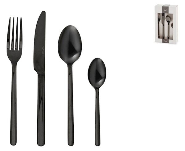 Servizio 24 posate tavola Aurum in acciaio inox nero lucido