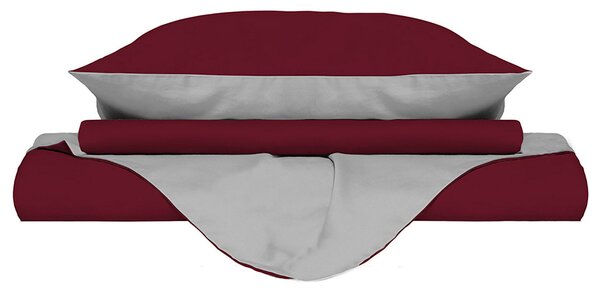 Copripiumino Singolo con Sacco e Federe Doubleface Bordeaux/Grigio Chiaro