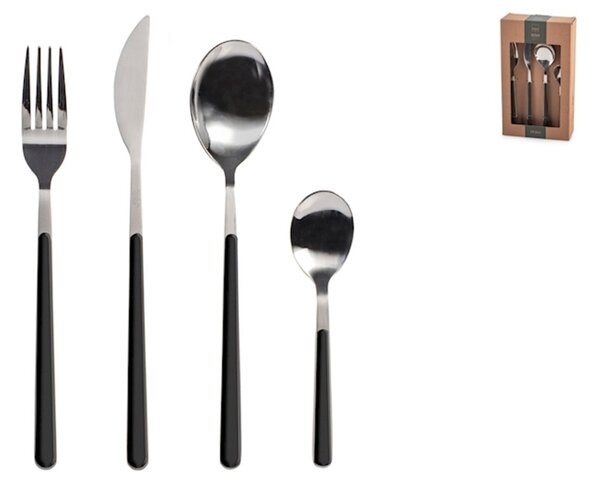 Servizio 24 posate tavola Nova in acciaio inox manico in plastica colore nero