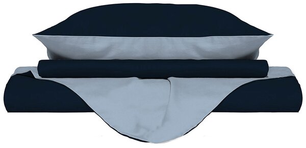 Copripiumino 1 Piazza e Mezzo con Sacco e Federe Doubleface Blu Scuro/Azzurro