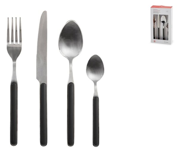 Servizio 24 posate tavola Domo in acciaio inox manico in plastica colore nero