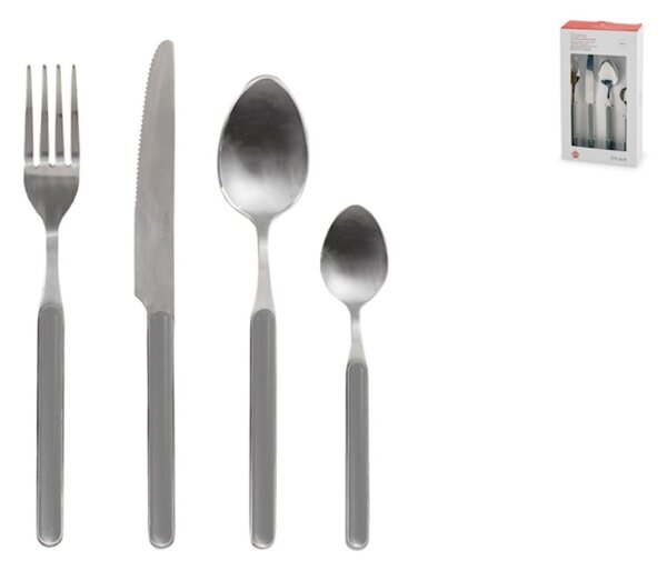 Servizio 24 posate tavola Domo in acciaio inox manico in plastica colore grigio